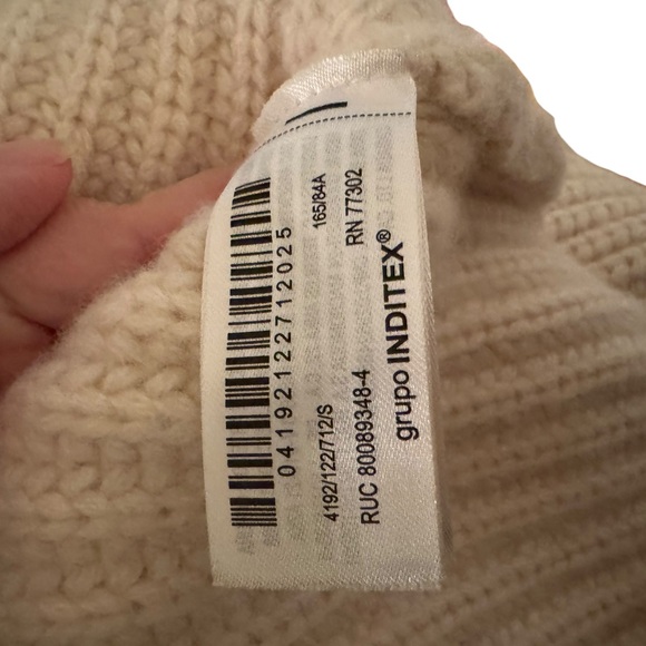 Zara Asymmetrical Soft Beige Ribbed Sweater Wool Blend - Picture 15 of 16